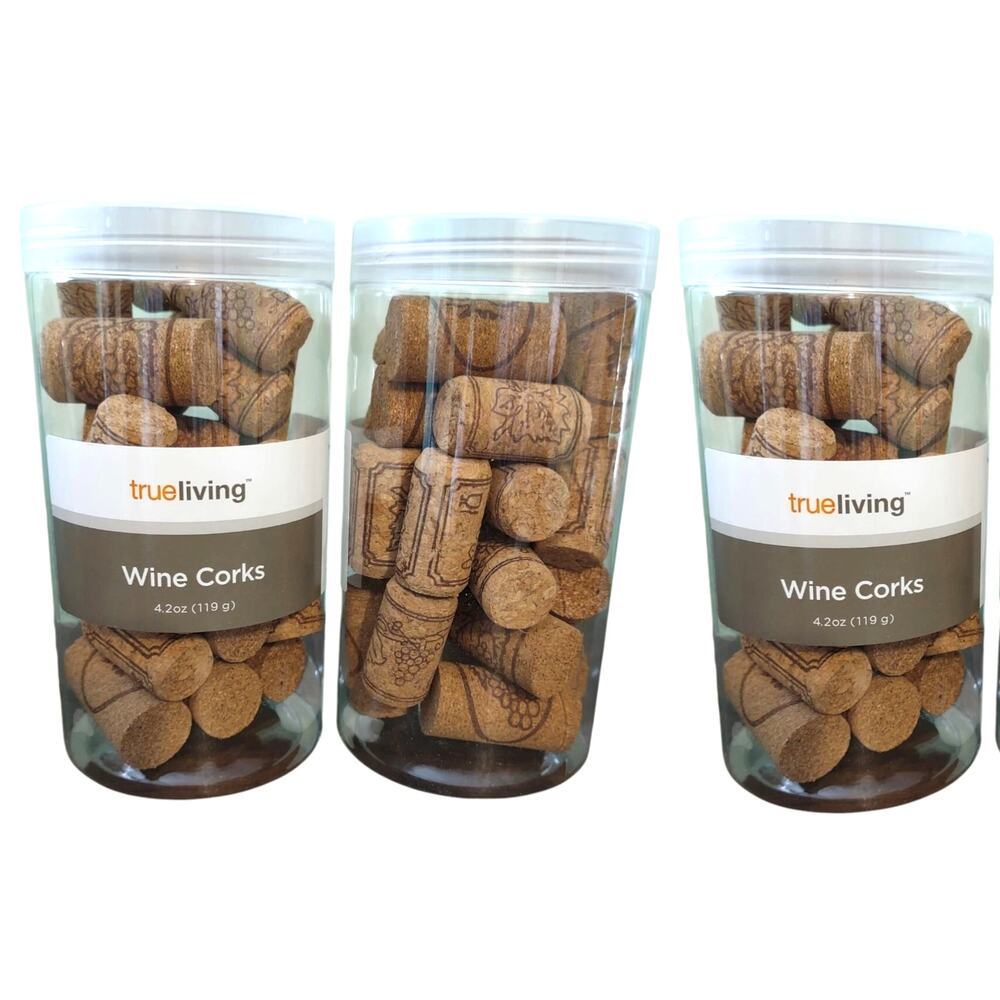 Trueliving Straight Wine Corks – 3 Jars – Various Designs – 12.6 oz Total